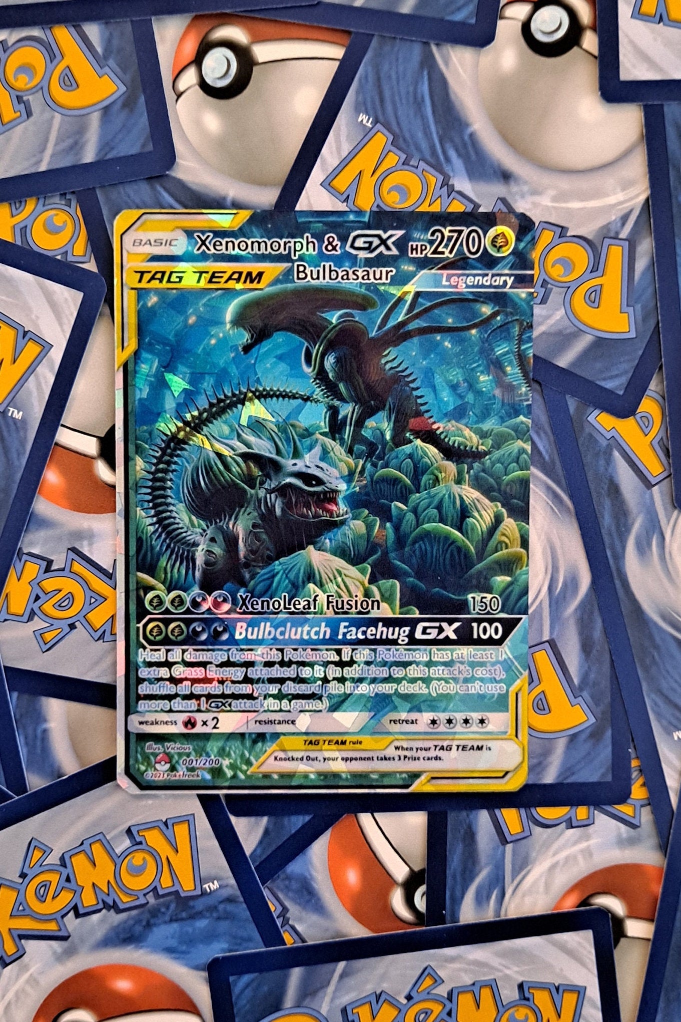 Bulbasaur And Xenomorph Tag Team Pokemon Card ViciousProxies Bulbasaur And Xenomorph Tag Team Pokemon Card ViciousProxies
