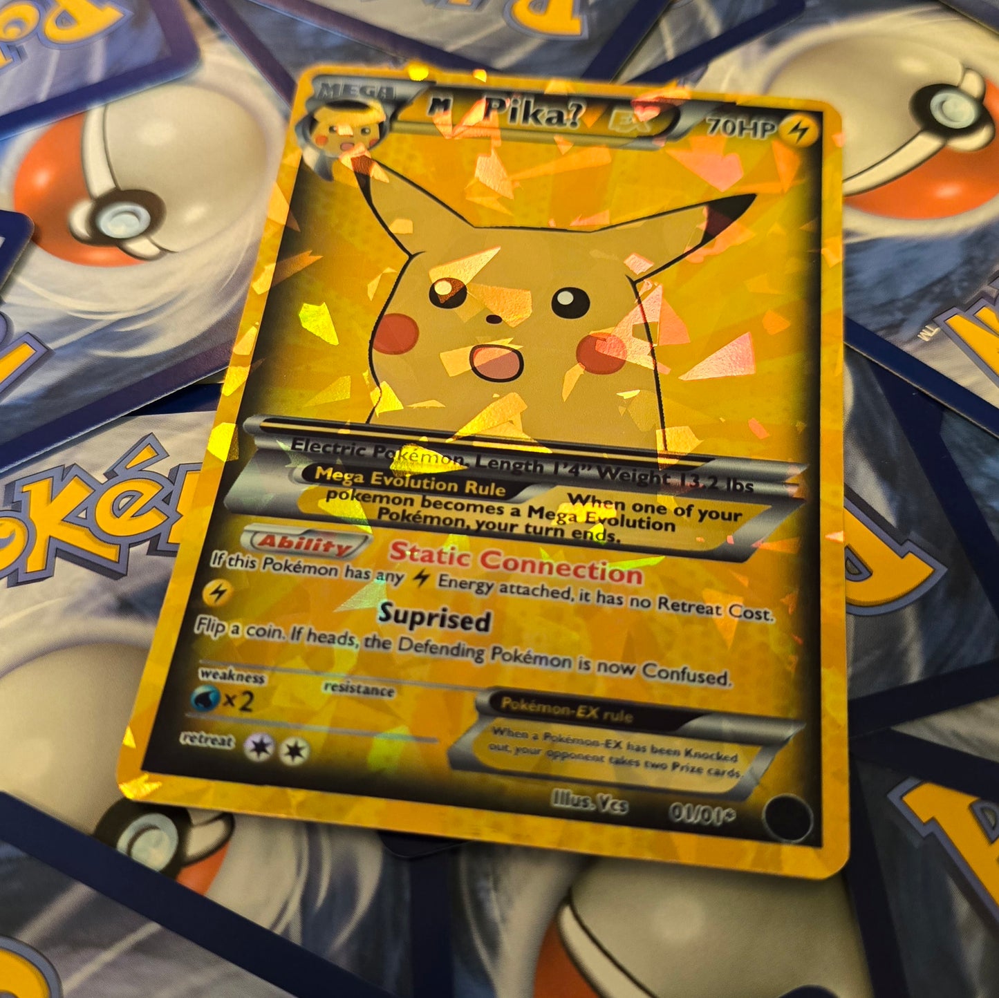 Surprised Pikachu Pokemon Card