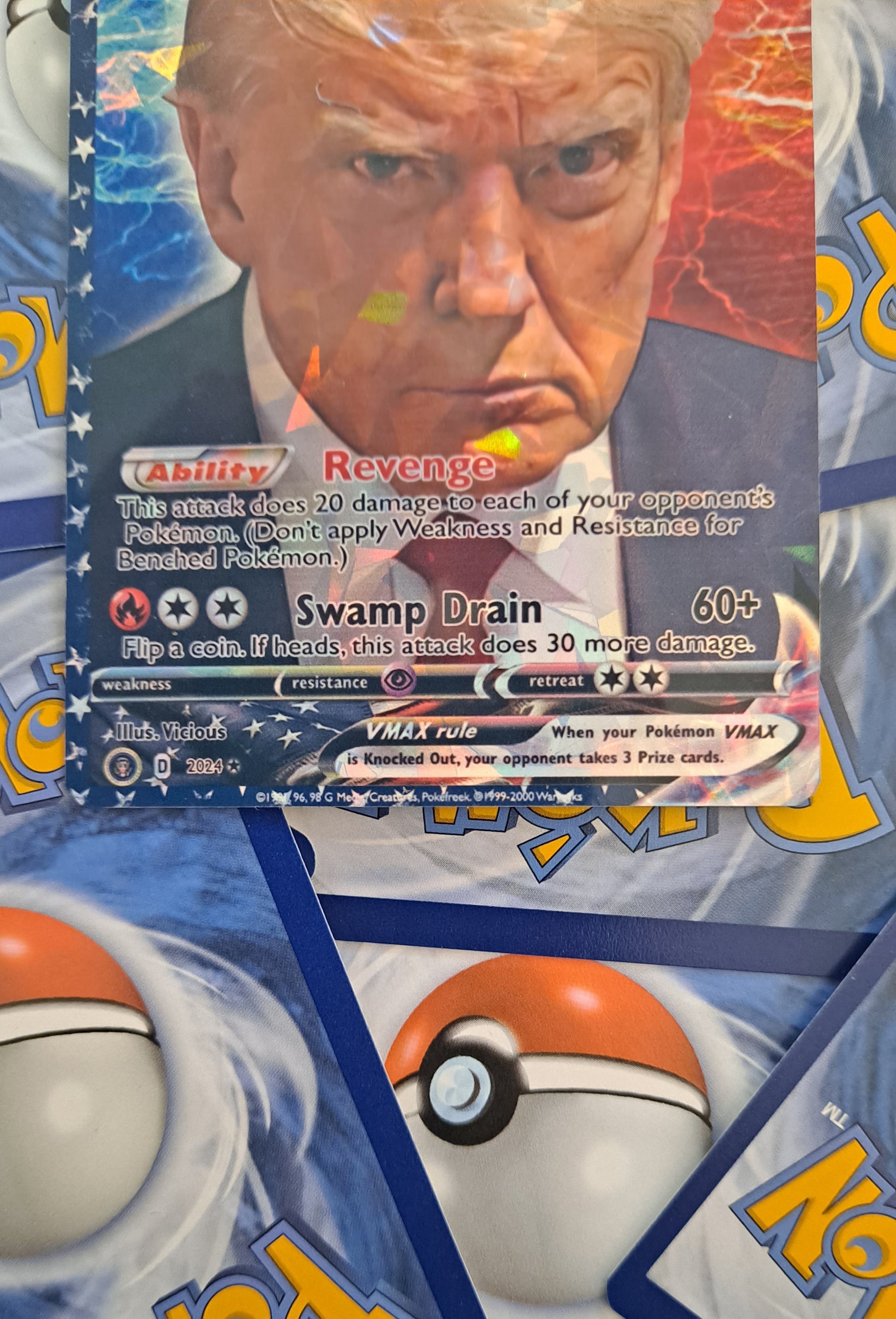 Donald Trump Pokmon-Style Trading Card 2024 White Parallel, Near Mint Condition Donald Trump Pokmon-Style Trading Card 2024 White Parallel, Near Mint Condition