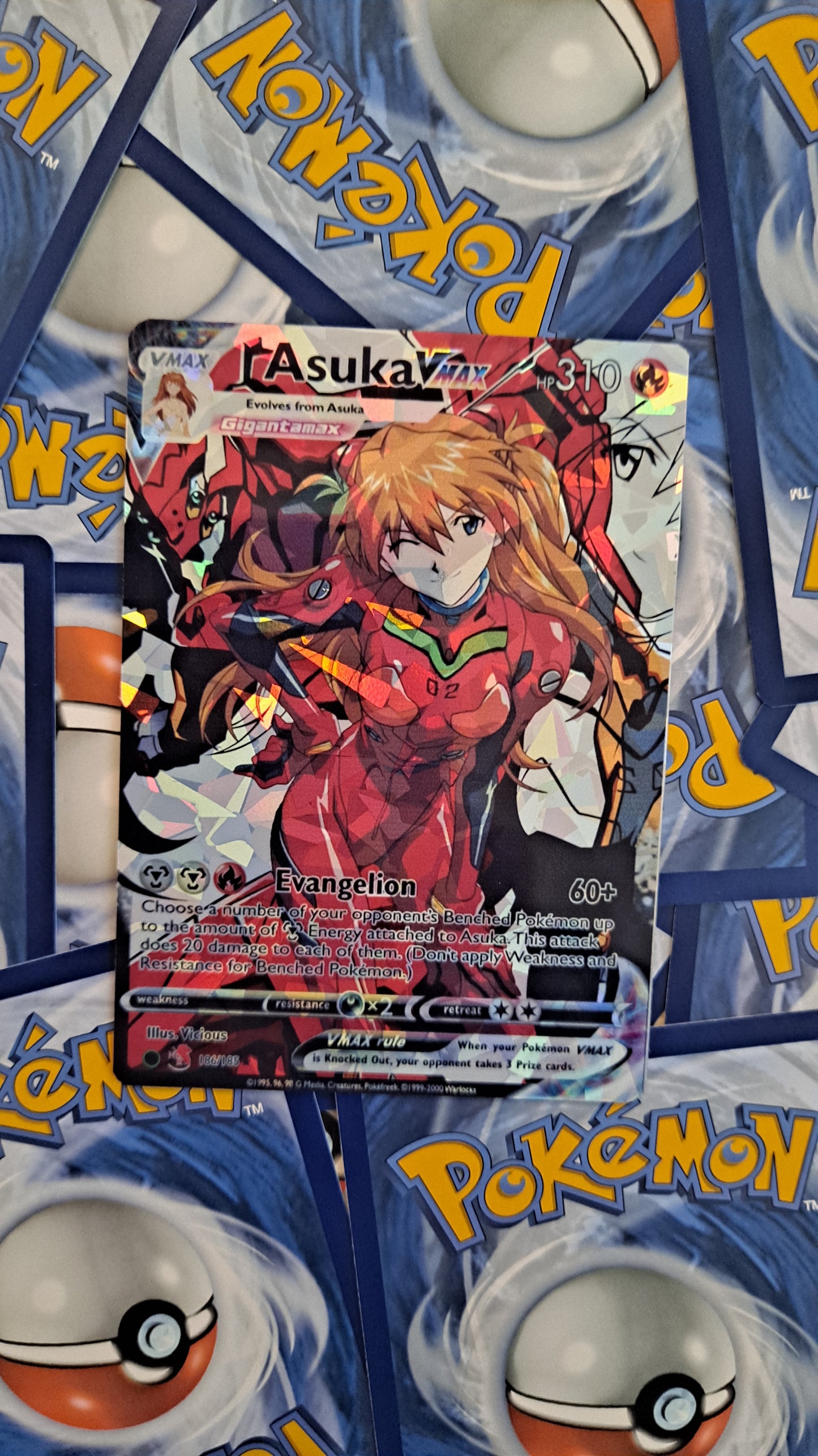 Asuka Langley and Rei Ayanami Pokemon Card bundle -  Neon Genesis Evangelion - Anime