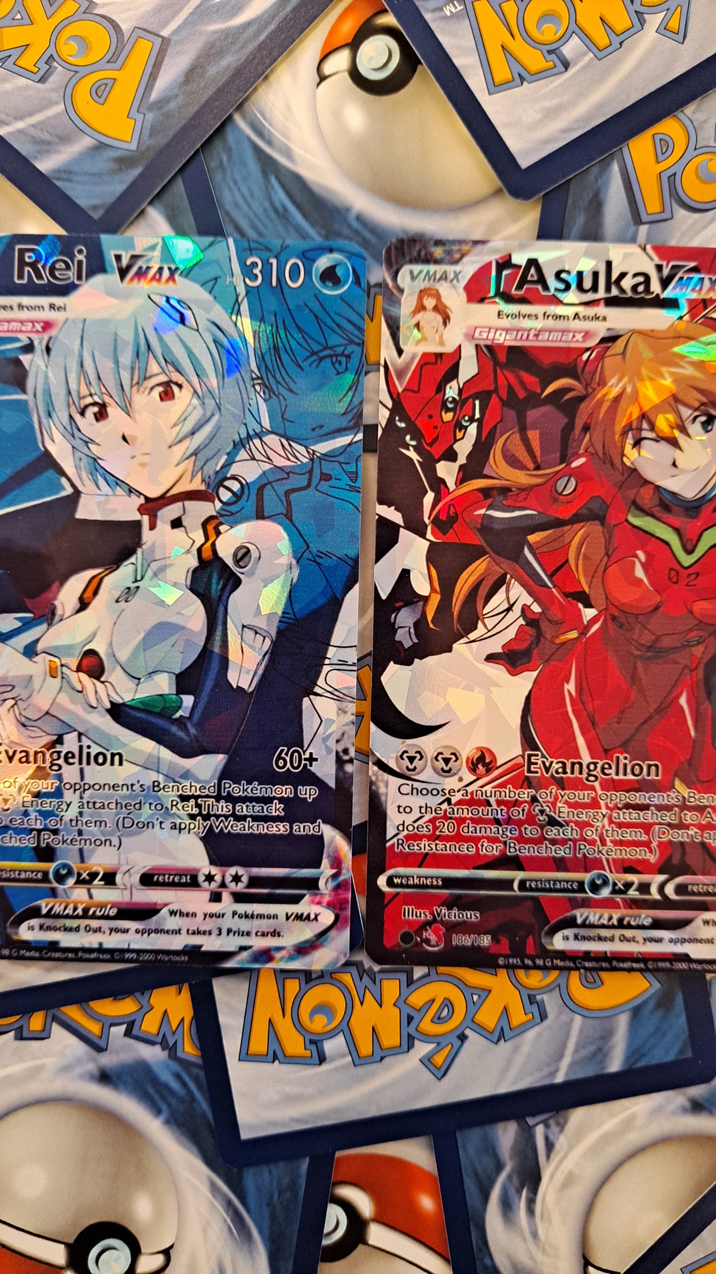 Asuka Langley and Rei Ayanami Pokemon Card bundle -  Neon Genesis Evangelion - Anime