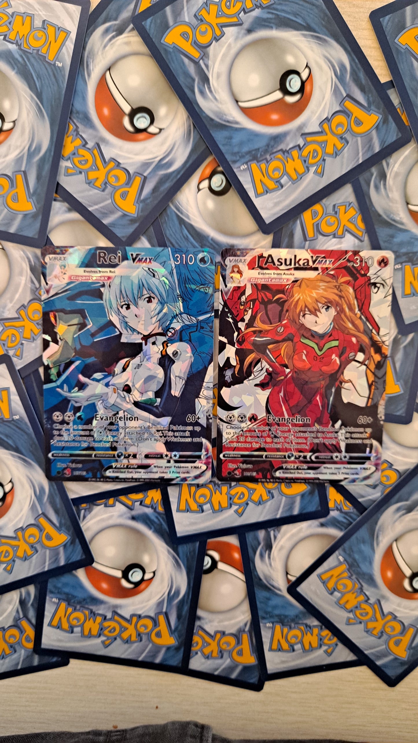 Asuka Langley and Rei Ayanami Pokemon Card bundle -  Neon Genesis Evangelion - Anime