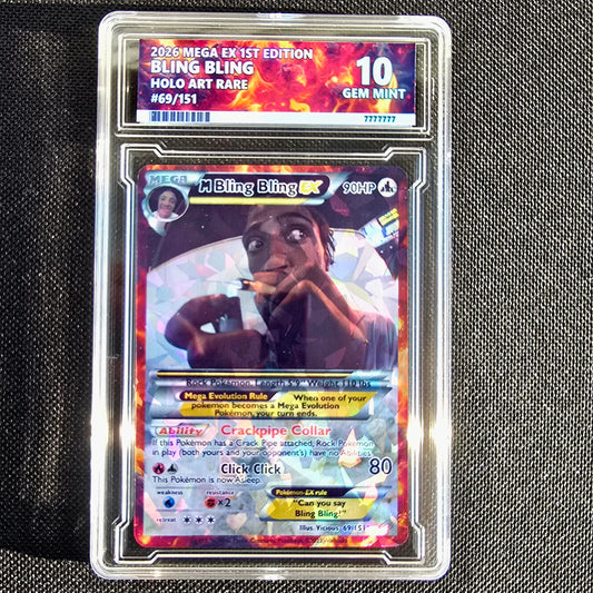Bling Bling Pokemon Card with custom slab - Bum Fights
