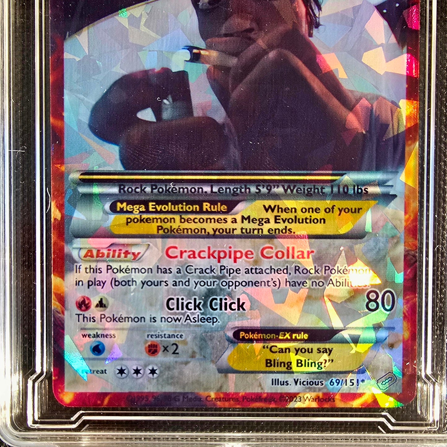 Bling Bling Pokemon Card with custom slab - Bum Fights