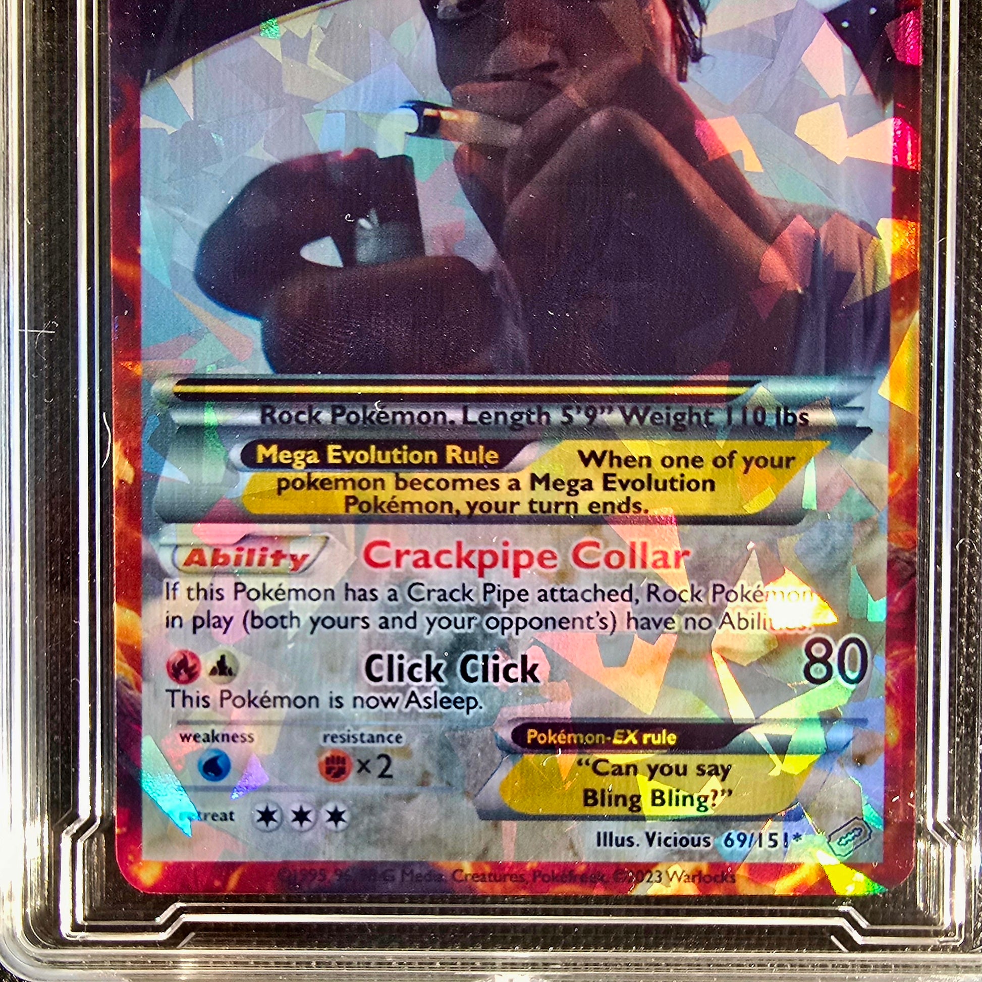 Bling Bling Pokemon Card with custom slab - Bum Fights