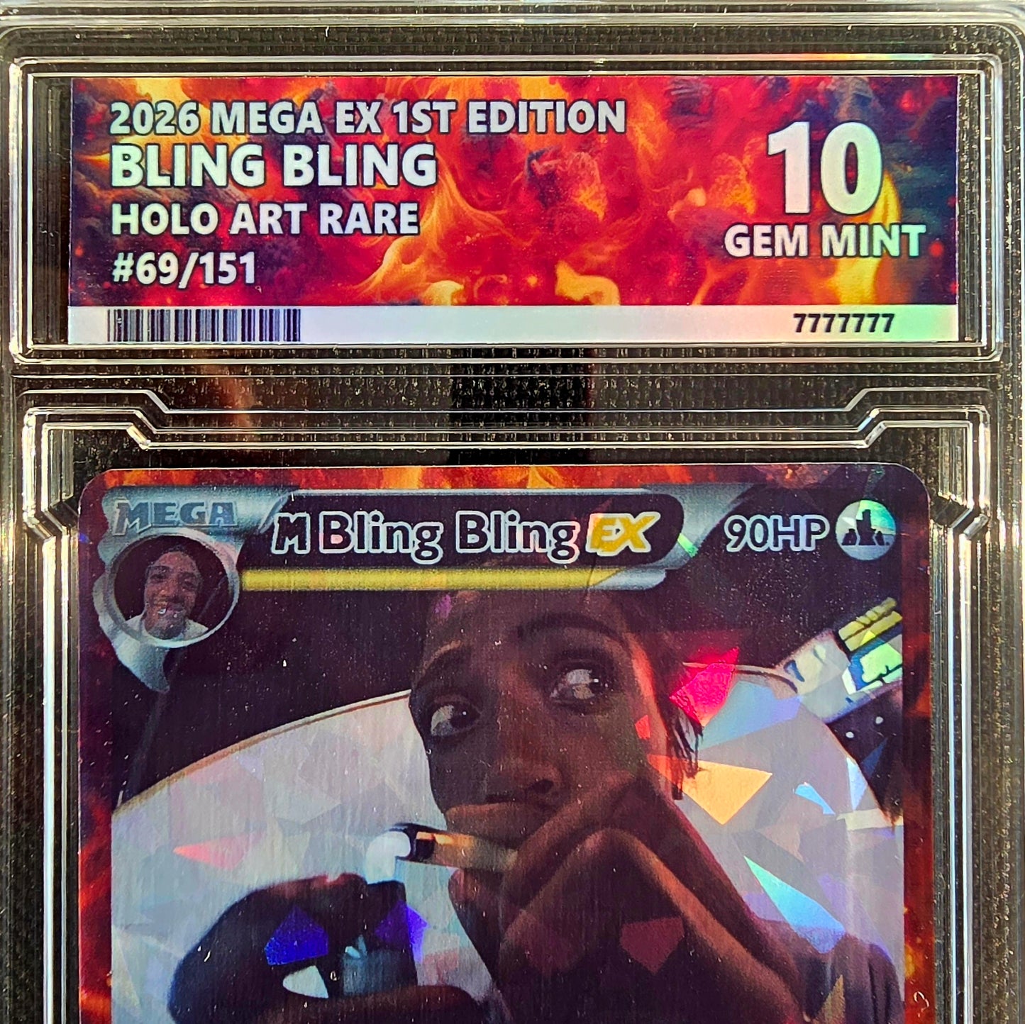 Bling Bling Pokemon Card with custom slab - Bum Fights