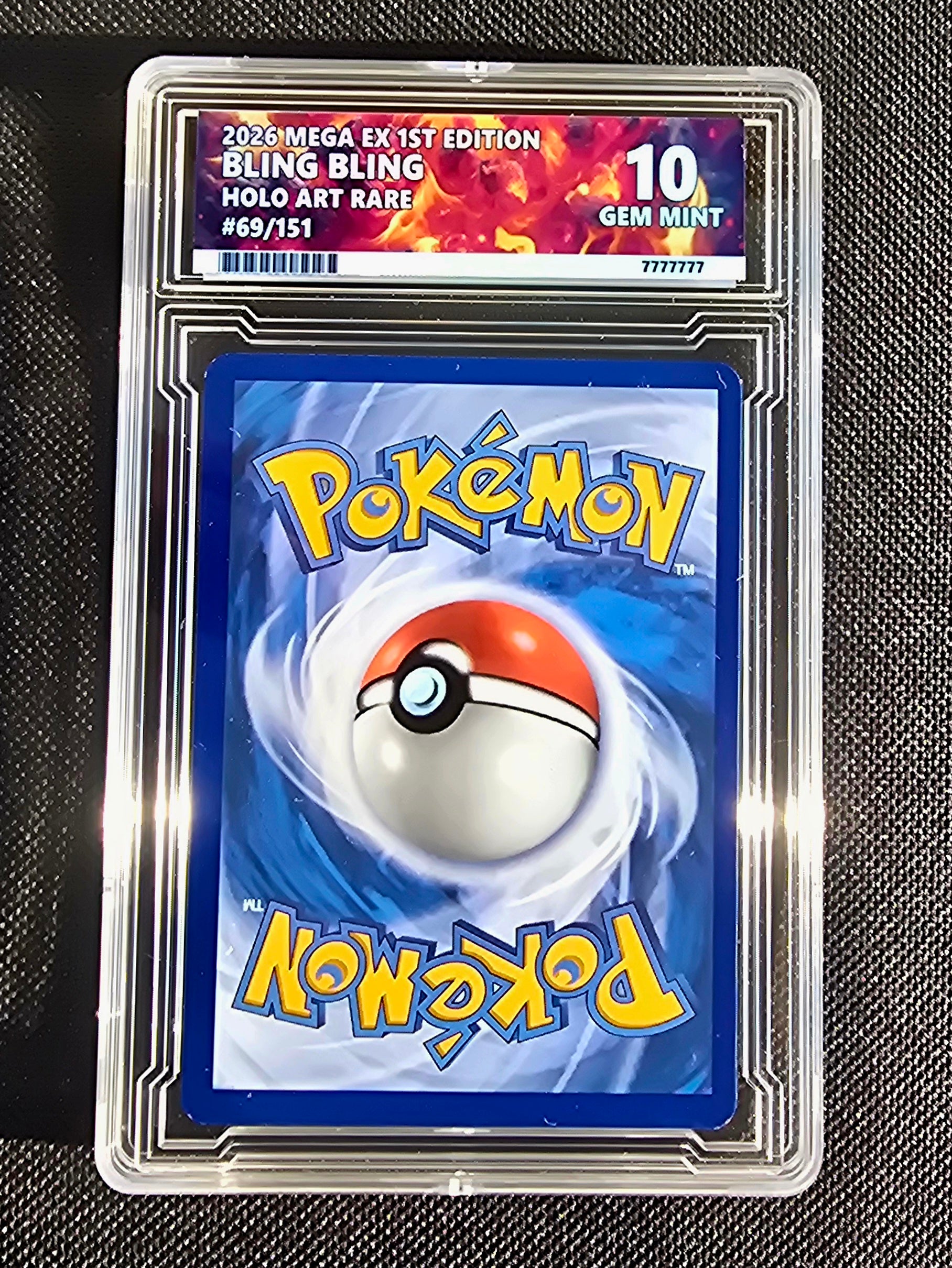 Bling Bling Pokemon Card with custom slab - Bum Fights