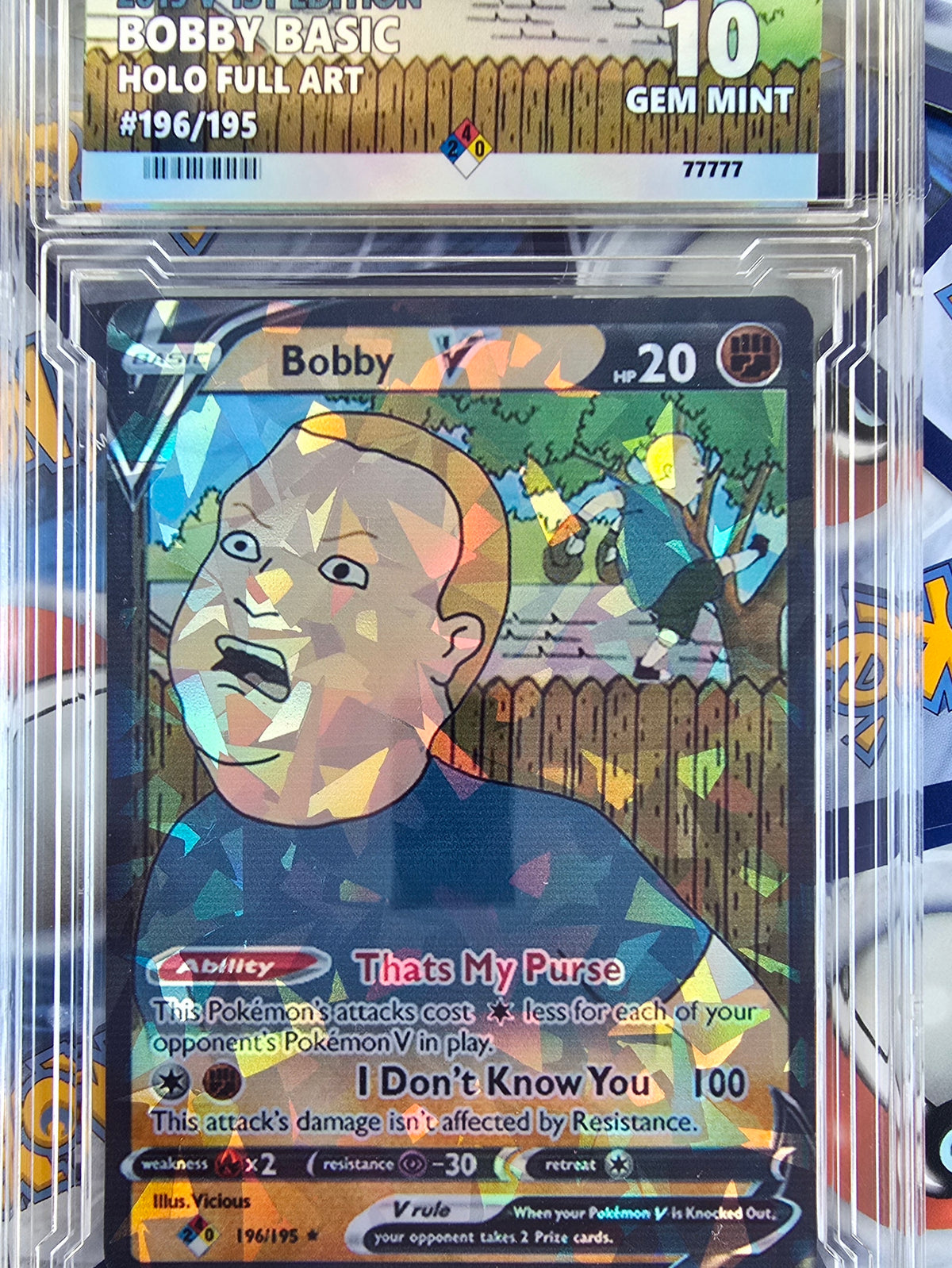 Bobby Hill Pokemon Card - W/ Custom Graded Slab