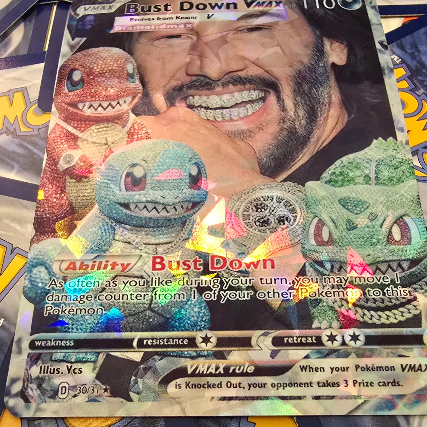 Bust Down Keanu Pokemon Card - Meme
