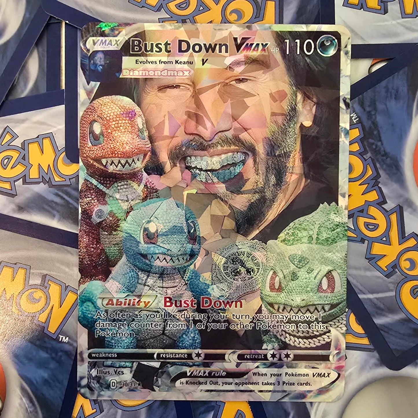 Bust Down Keanu Pokemon Card - Meme