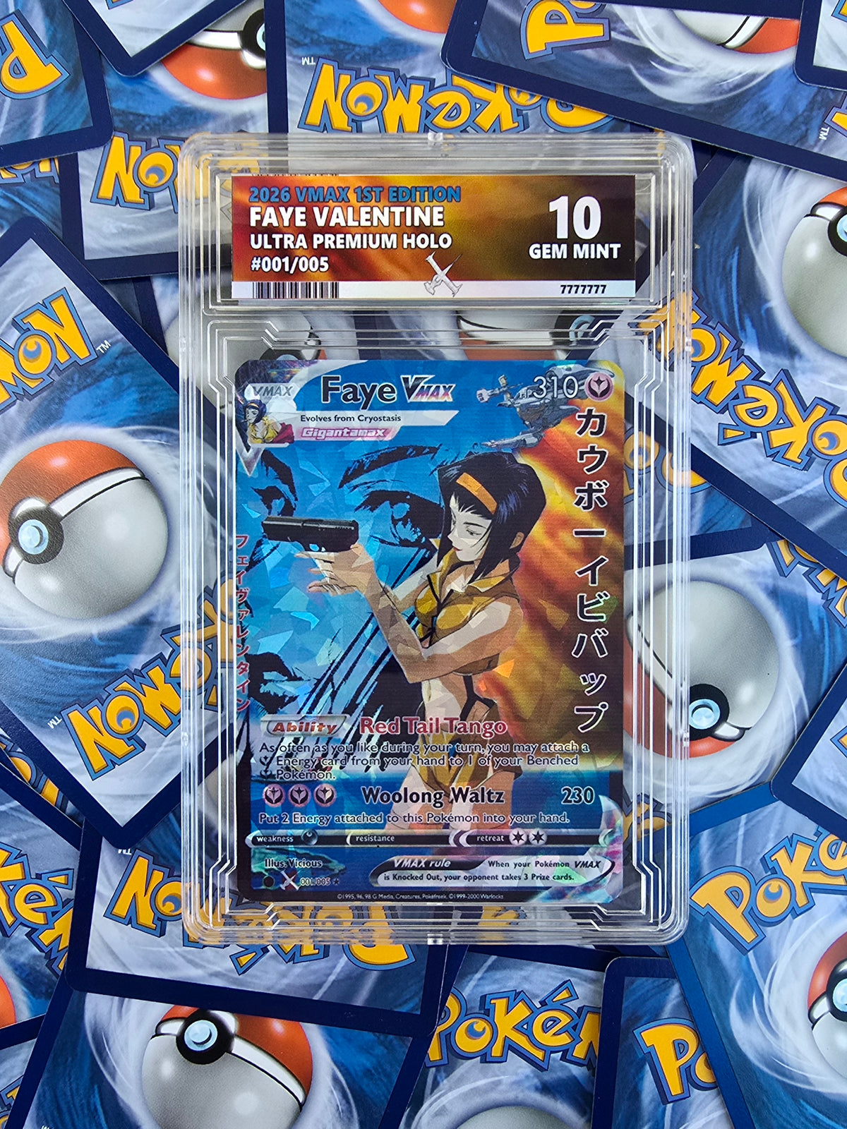 Faye Valentine Pokemon Card - W/ custom Graded Slab