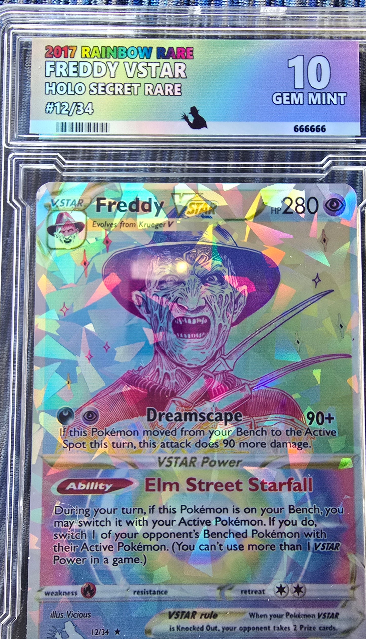 Freddy Krueger w/ Custom Slab Pokemon Card