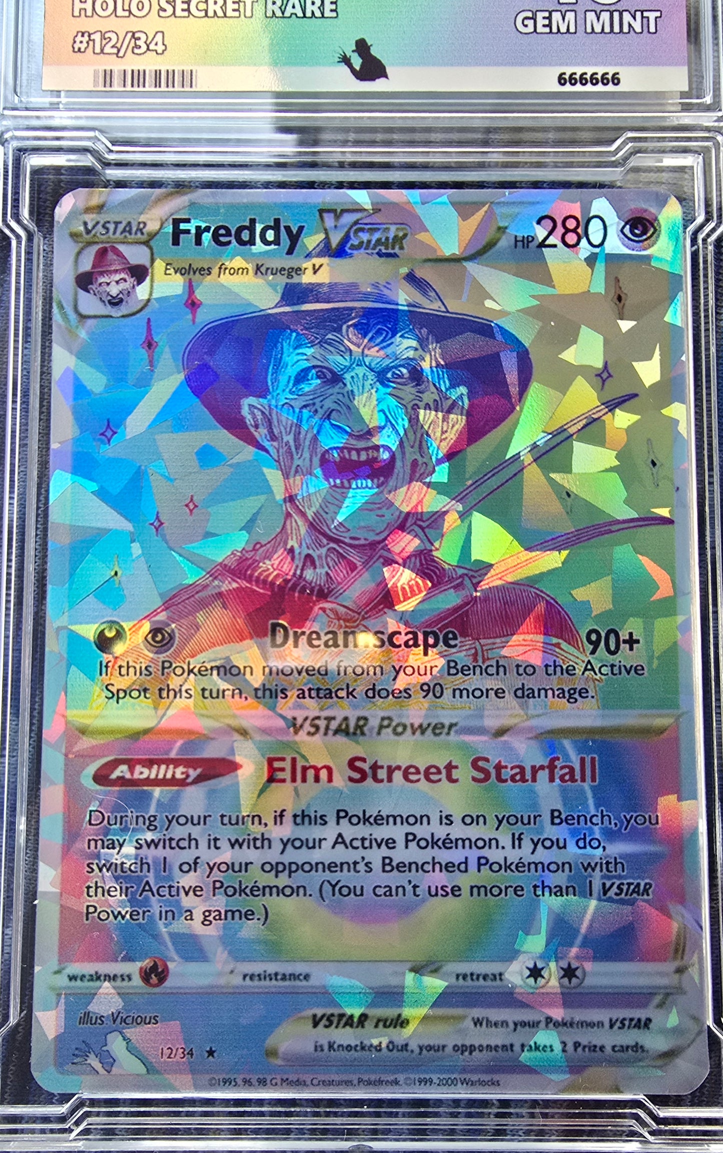 Freddy Krueger w/ Custom Slab Pokemon Card