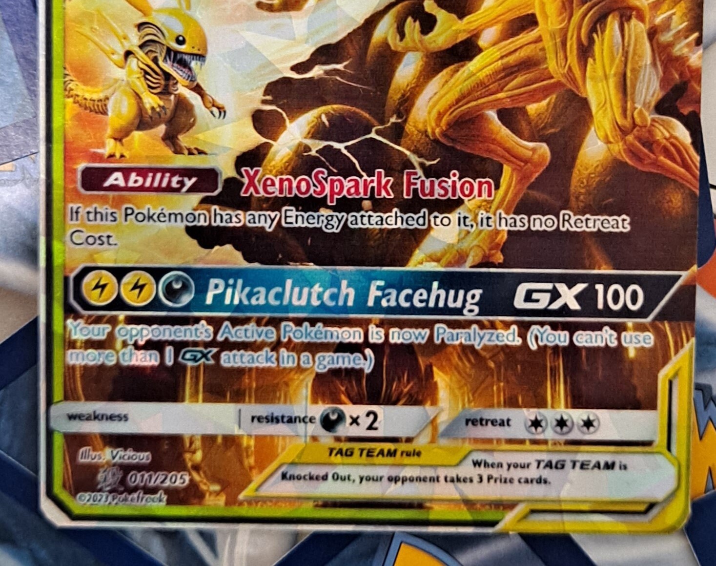 Xenomorph And Pikachu Tag Team Pokemon Card