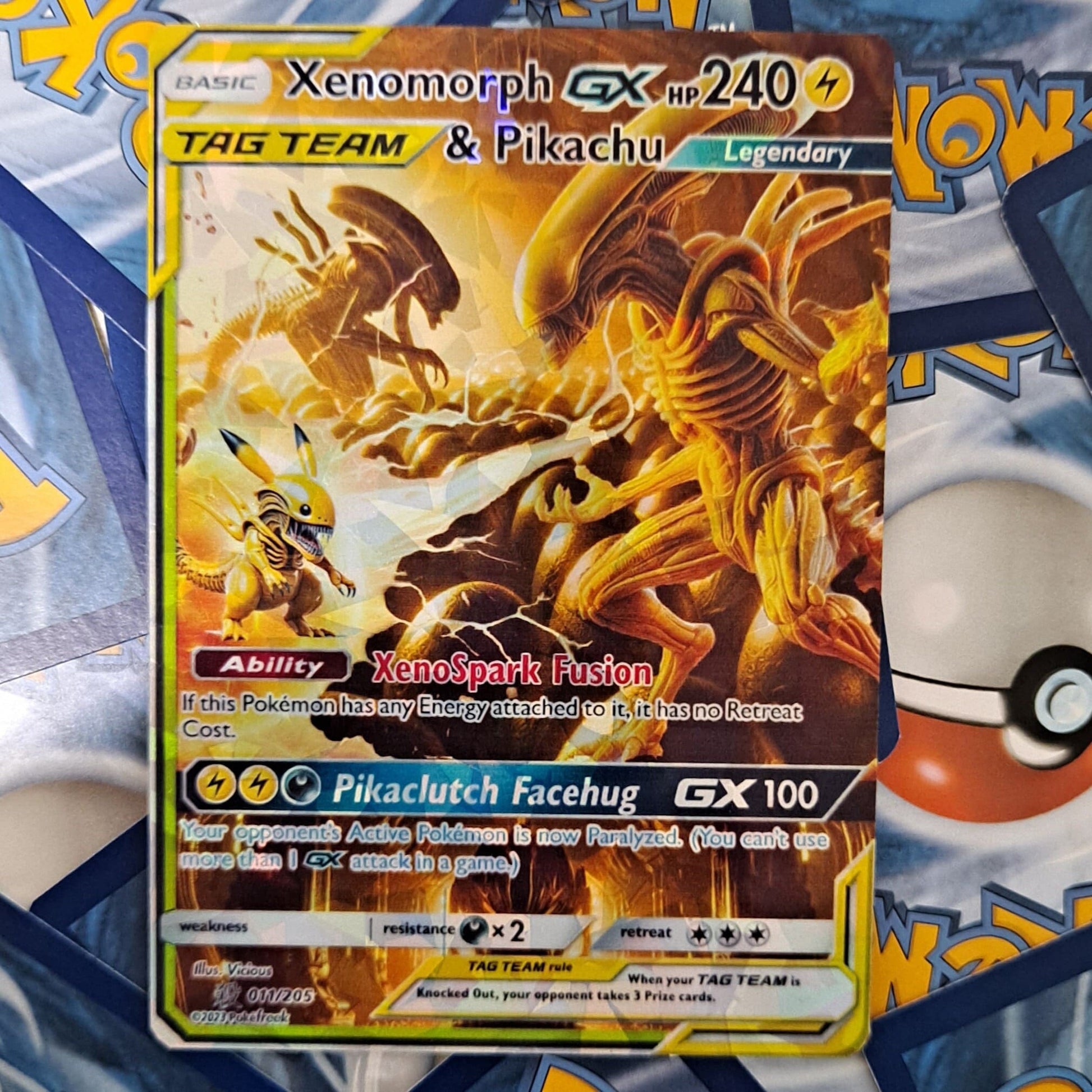 Xenomorph And Pikachu Tag Team Pokemon Card ViciousProxies Xenomorph And Pikachu Tag Team Pokemon Card ViciousProxies