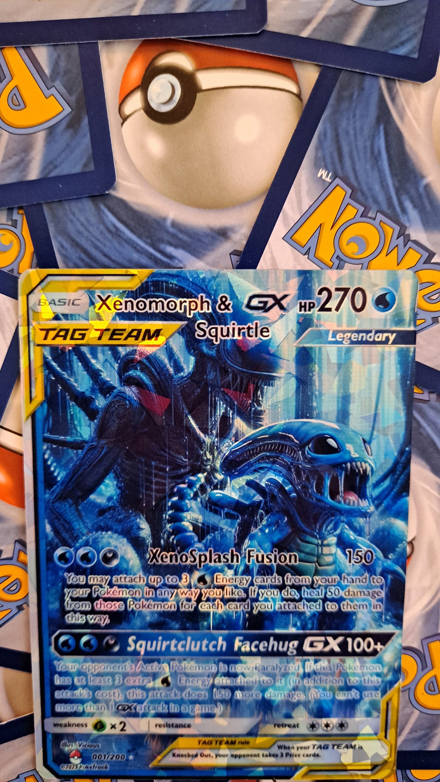 Squirtle And Xenomorph Tag Team Pokemon Card