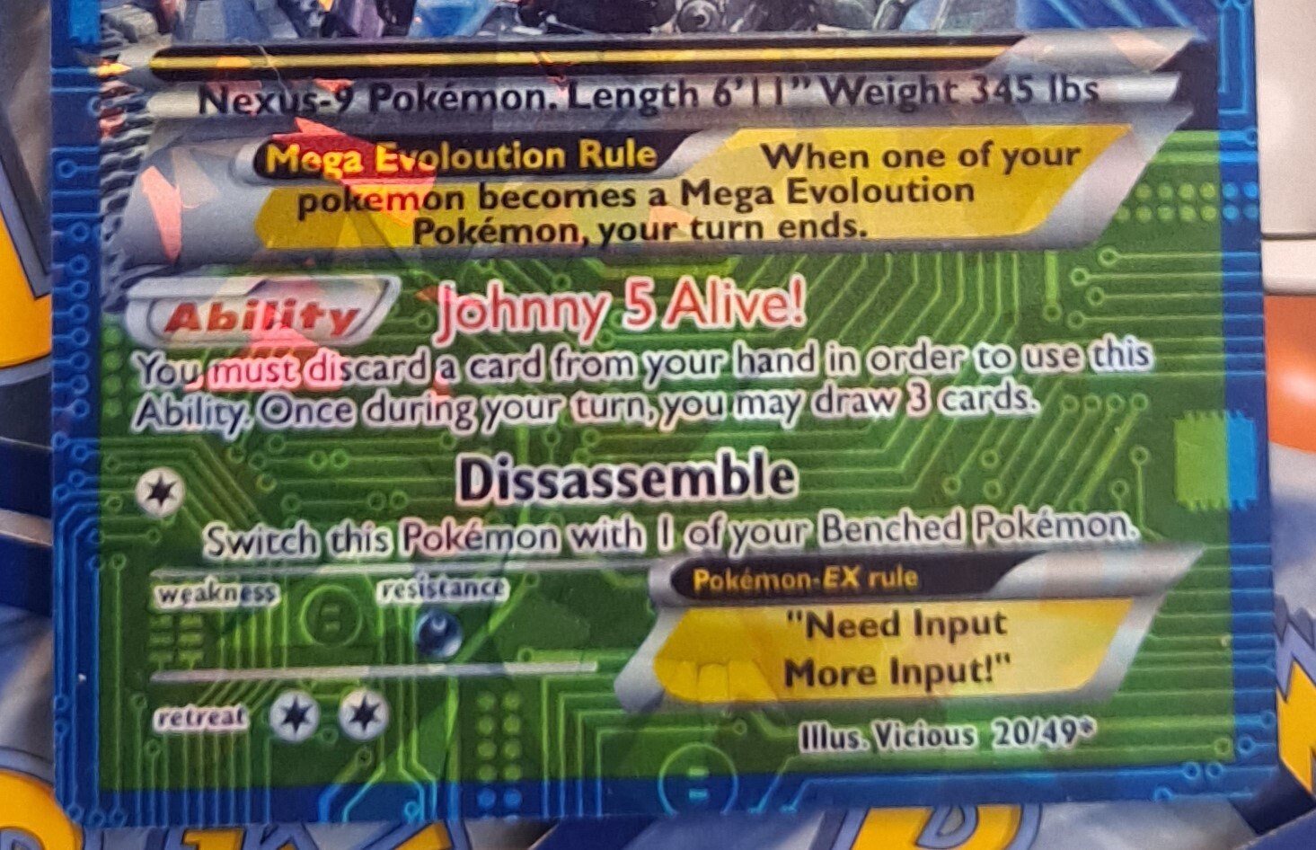 Johnny 5 Pokemon Card - short circuit