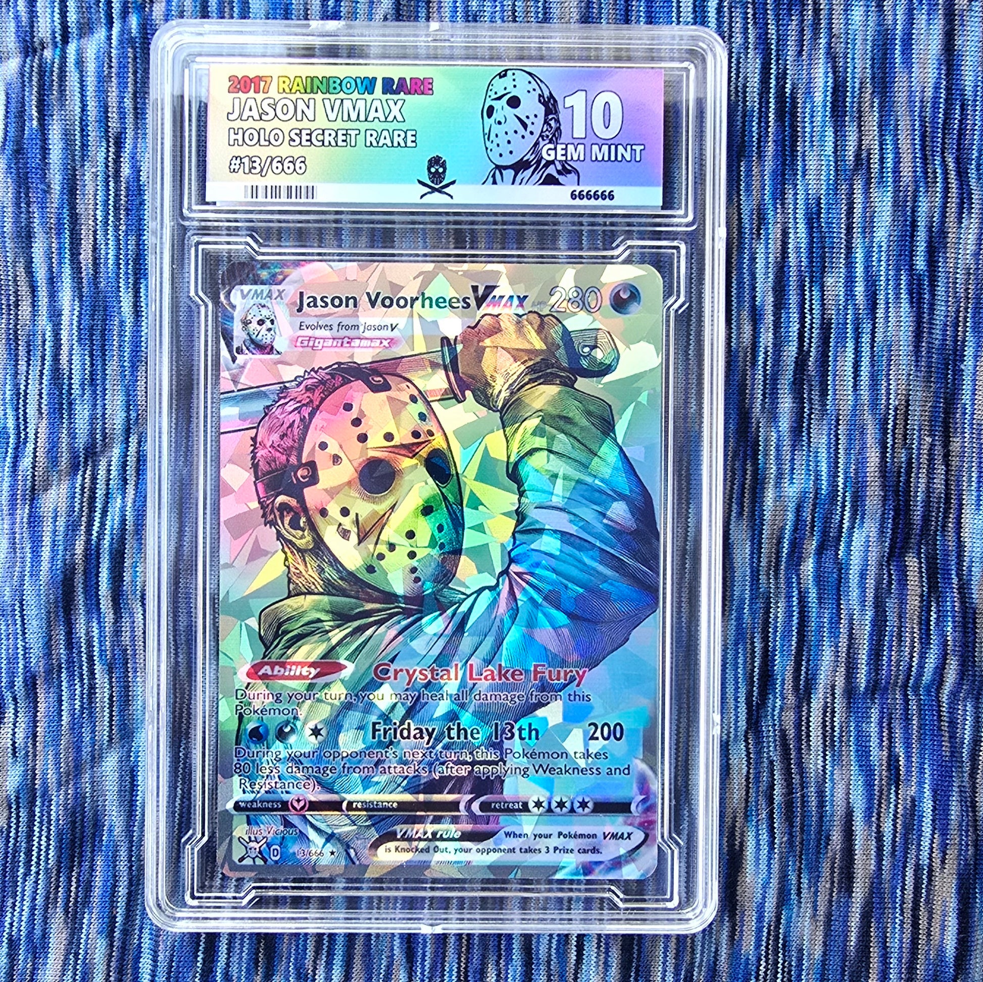Jason Voorhees w/ custom slab Pokemon Card