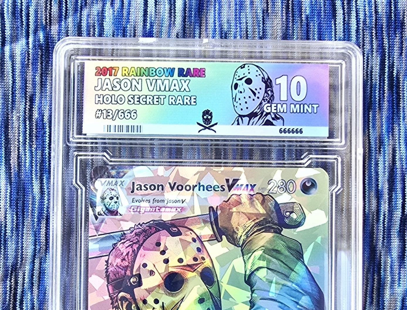 Jason Voorhees w/ custom slab Pokemon Card