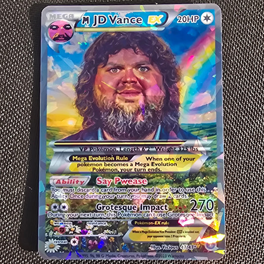 JD Vance meme Pokemon Card - say pwease meme
