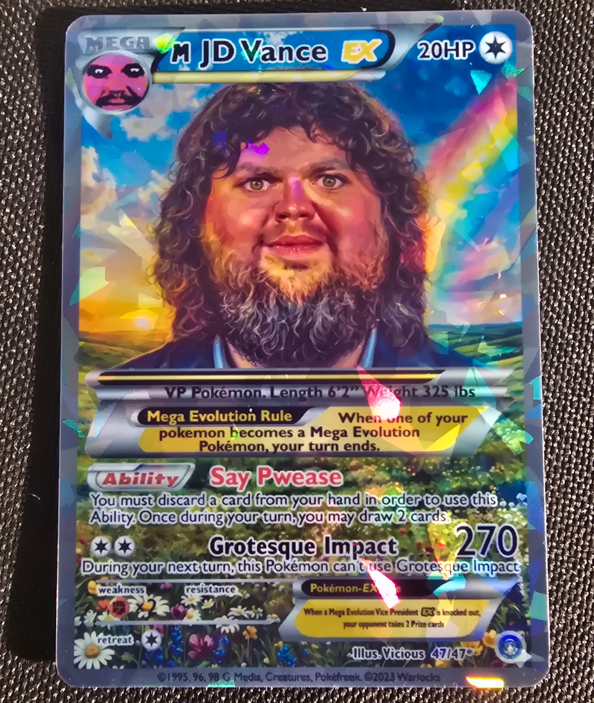 JD Vance meme Pokemon Card - say pwease meme
