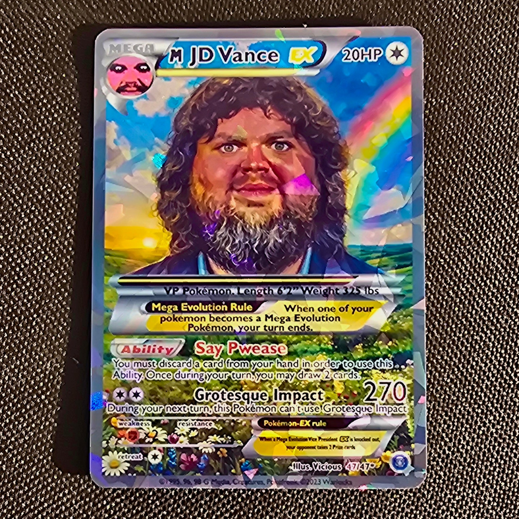 JD Vance meme Pokemon Card - say pwease meme
