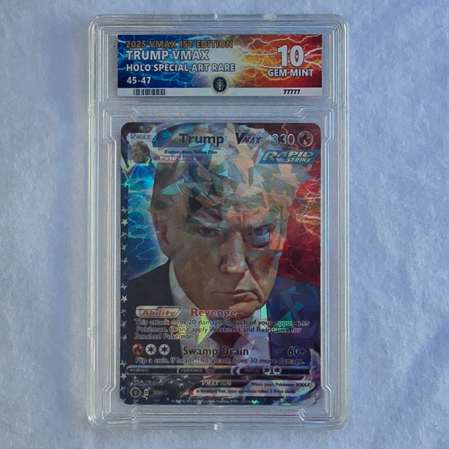 Trump Mugshot Pokemon Card With Custom Slab