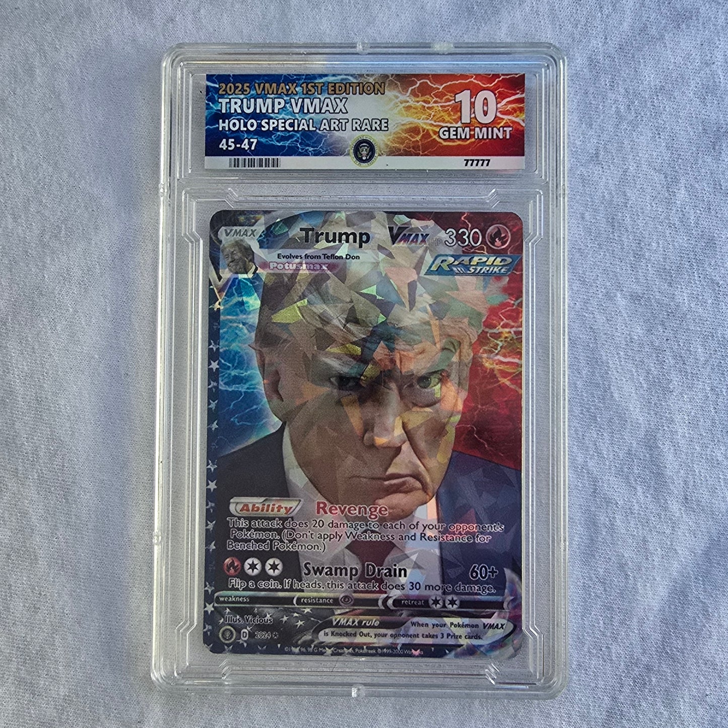 Trump Mugshot Pokemon Card With Custom Slab