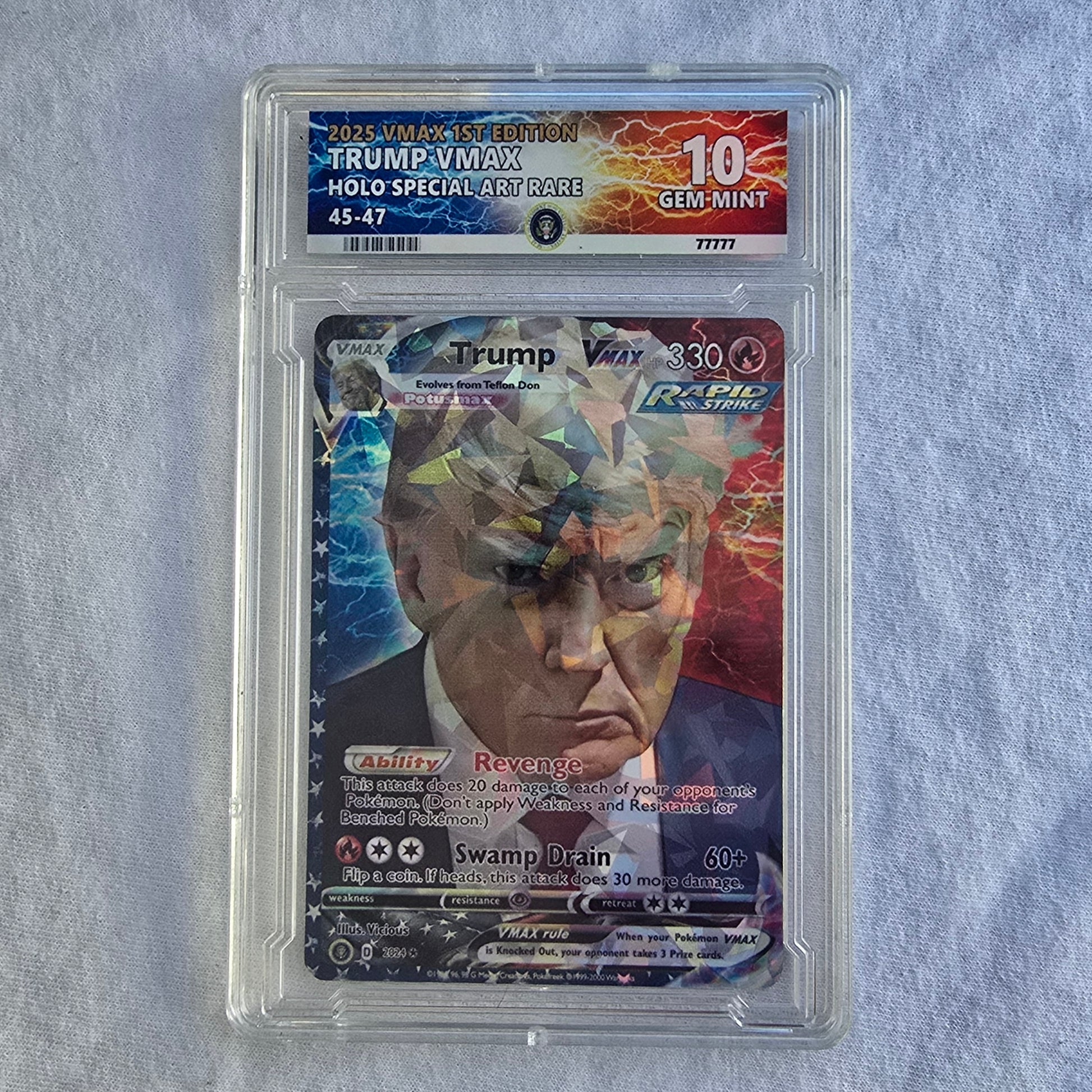 Trump Mugshot Pokemon Card With Custom Slab