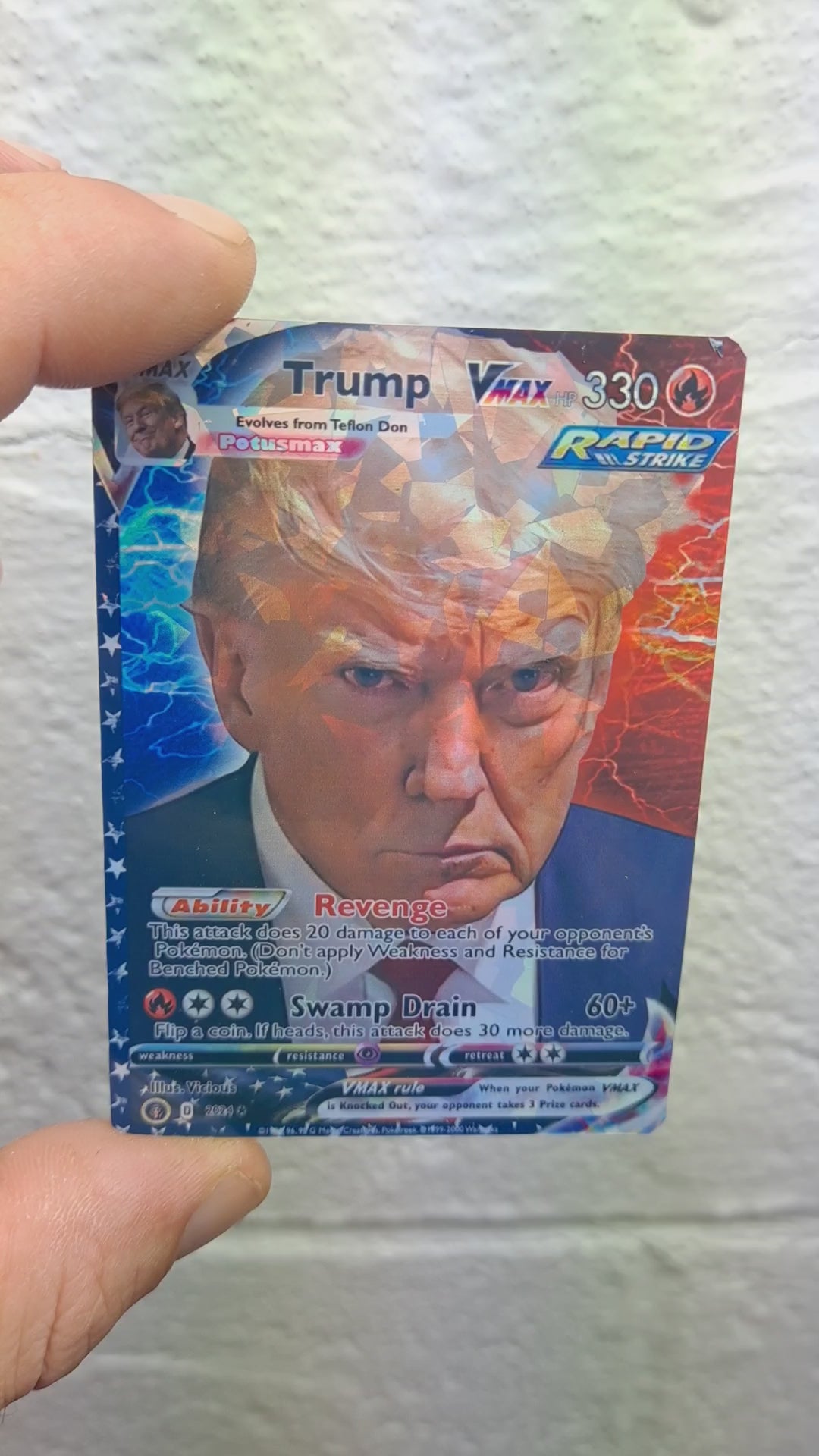 Donald Trump mugshot Pokemon Card