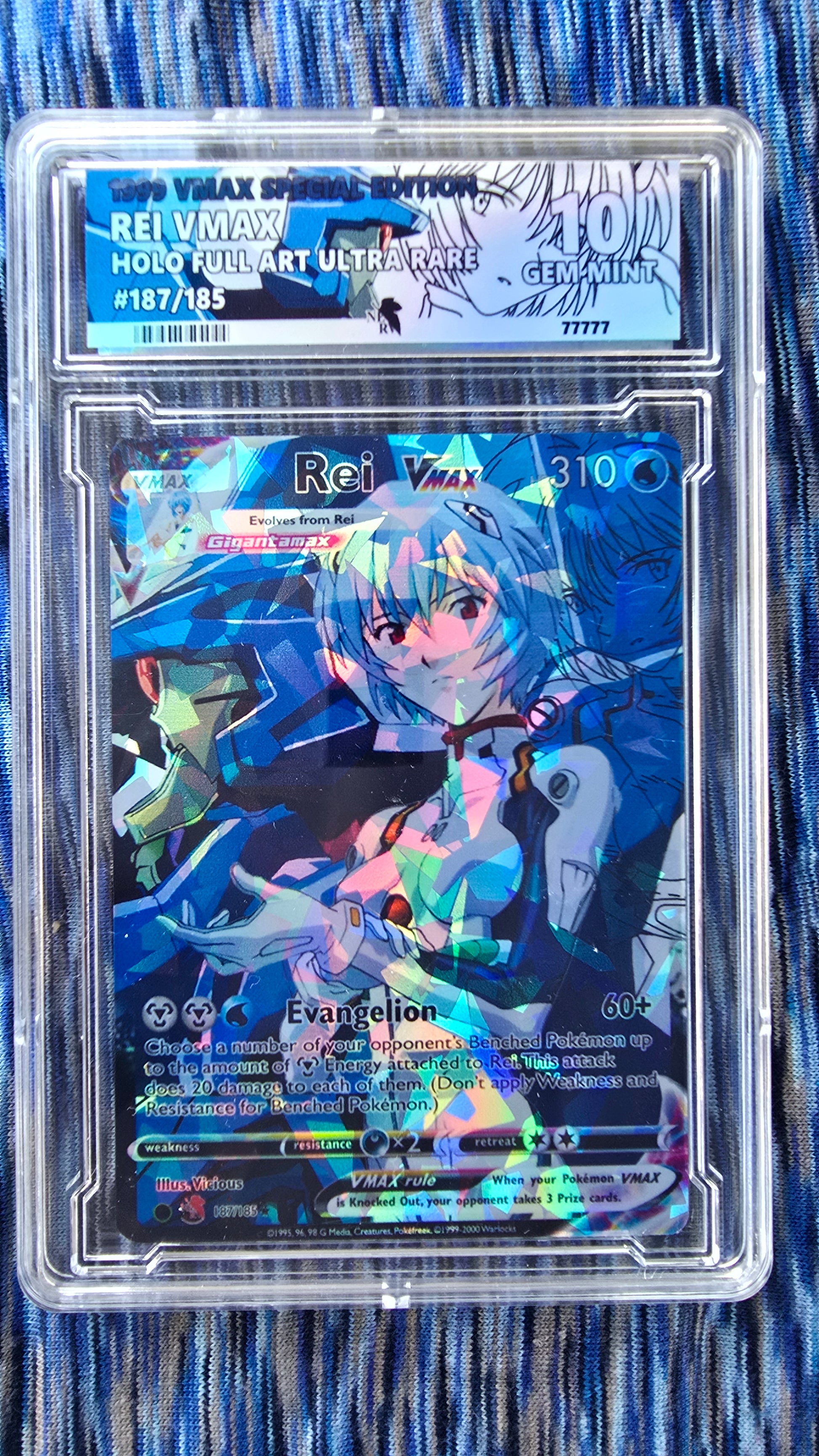 Rei Ayanami pokemon card w/ Custom Slab