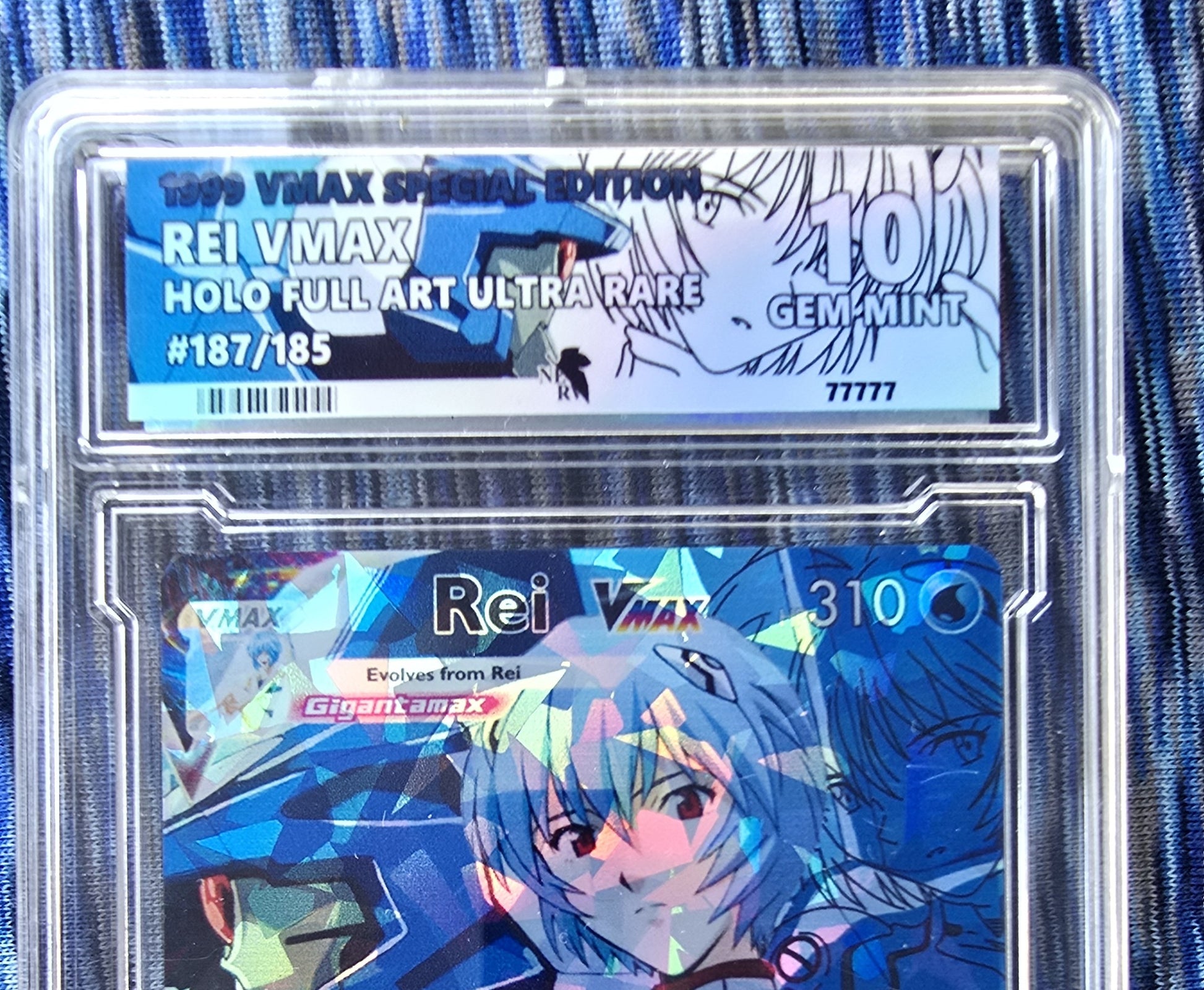 Rei Ayanami pokemon card w/ Custom Slab