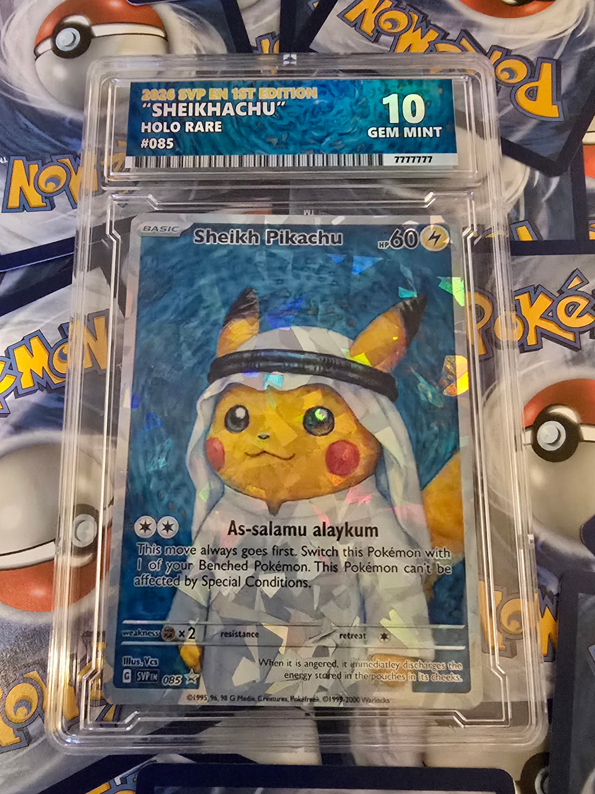 Sheikhachu Pokemon Card Custom Graded Slab