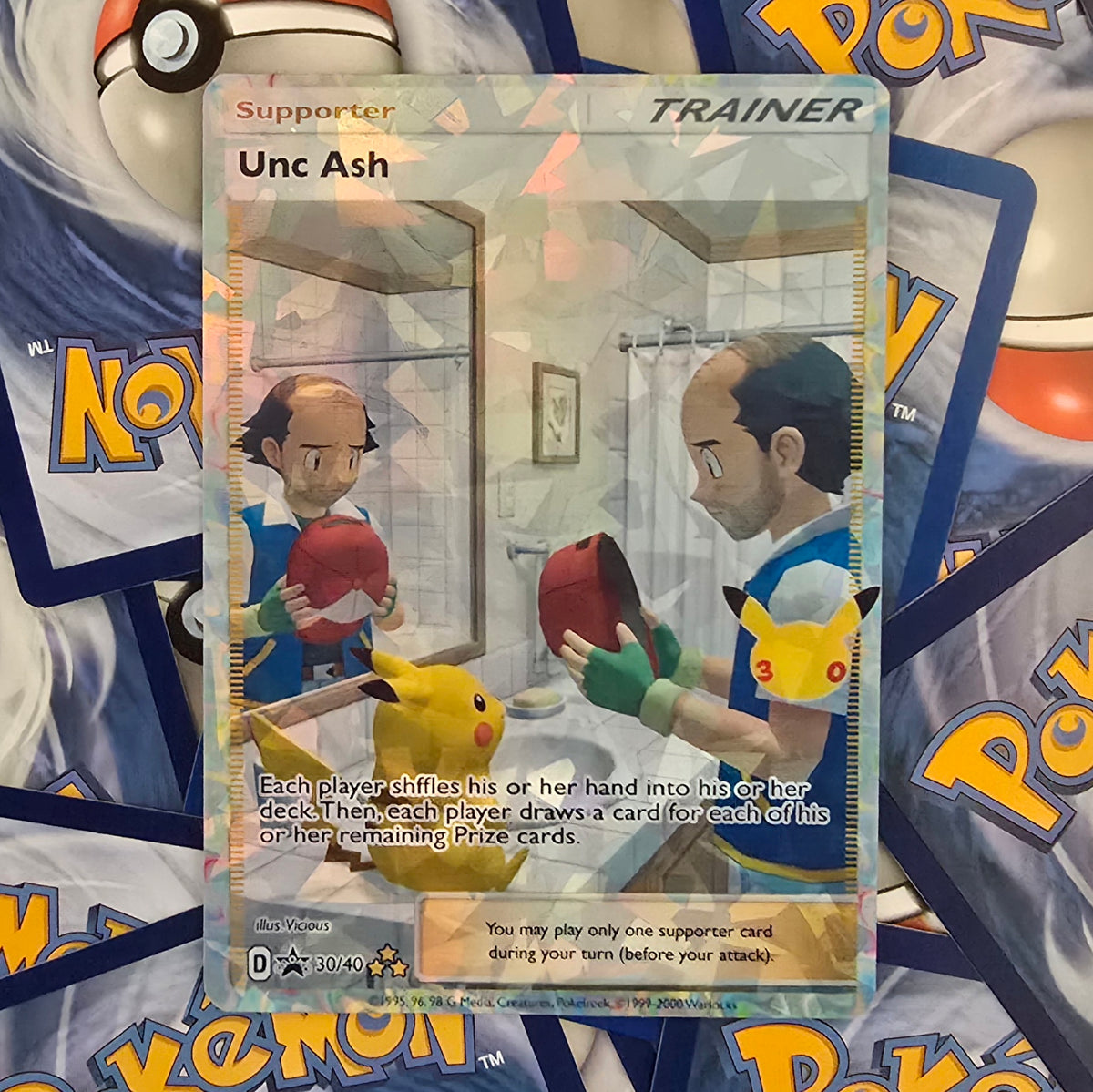Unc Ash Pokemon Trainer Card - Holo