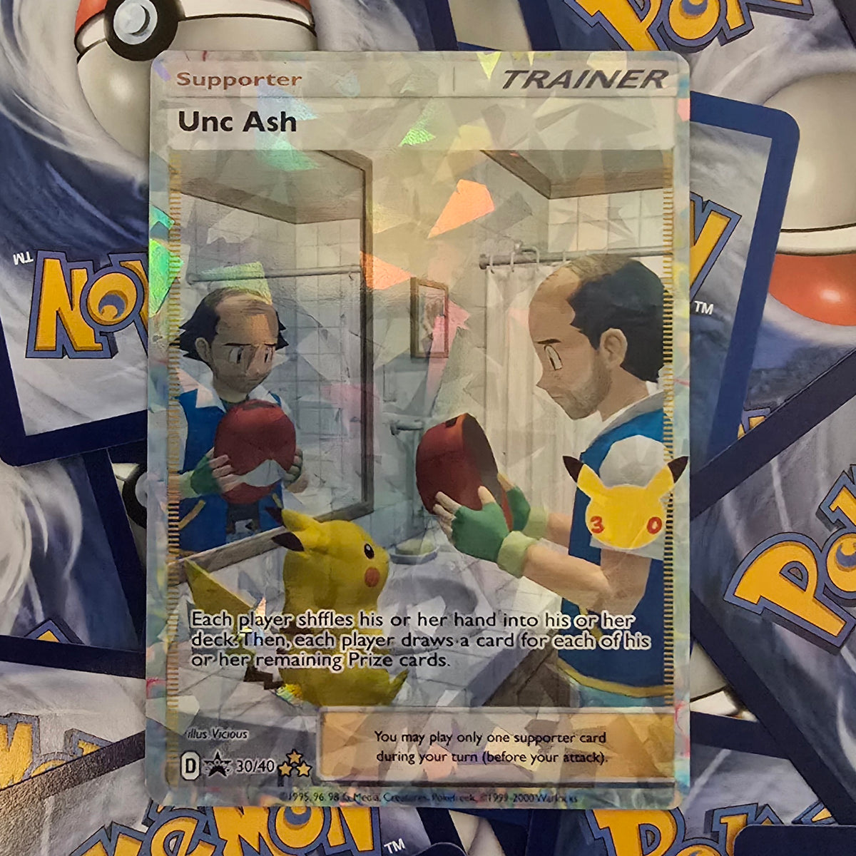 Unc Ash Pokemon Trainer Card - Holo