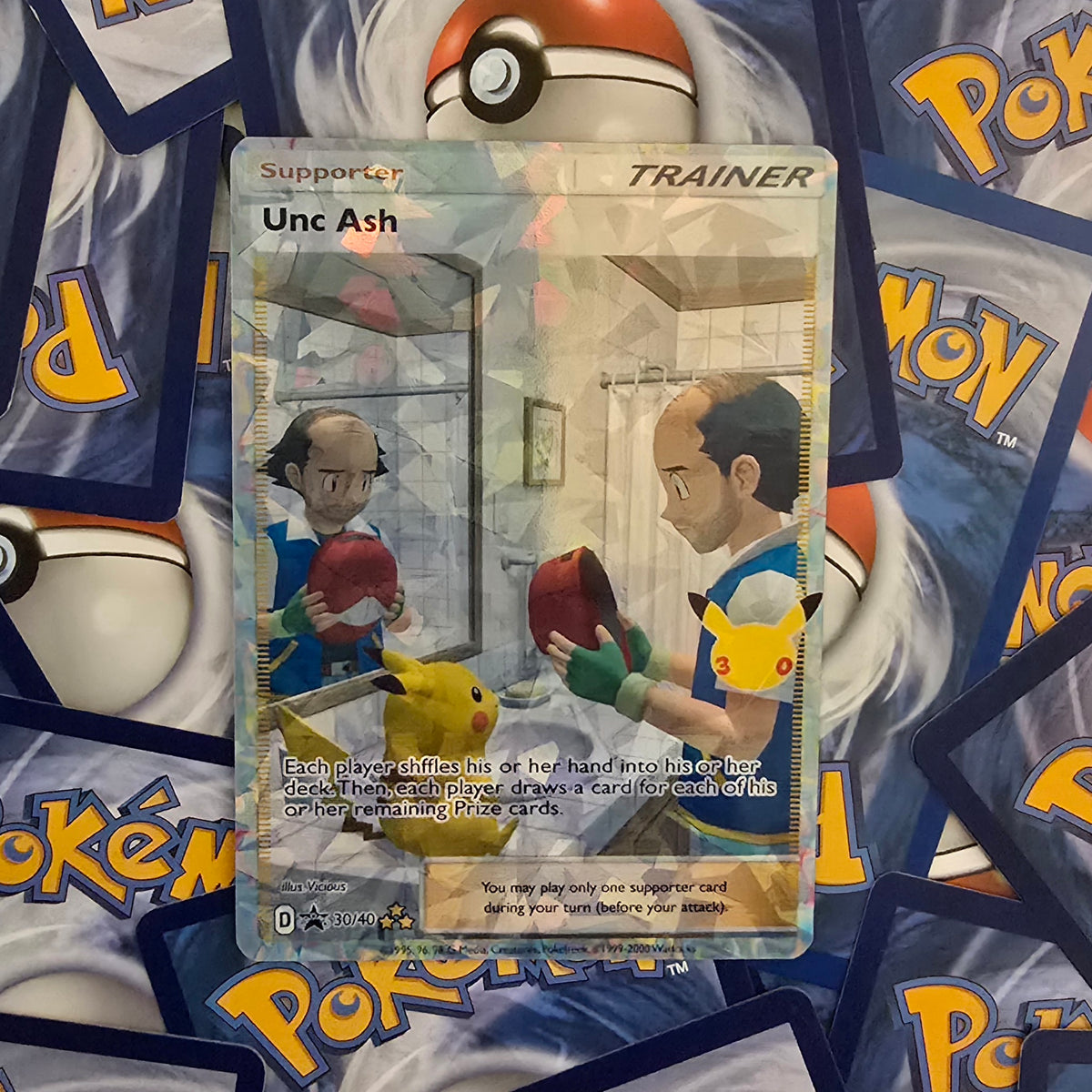 Unc Ash Pokemon Trainer Card - Holo