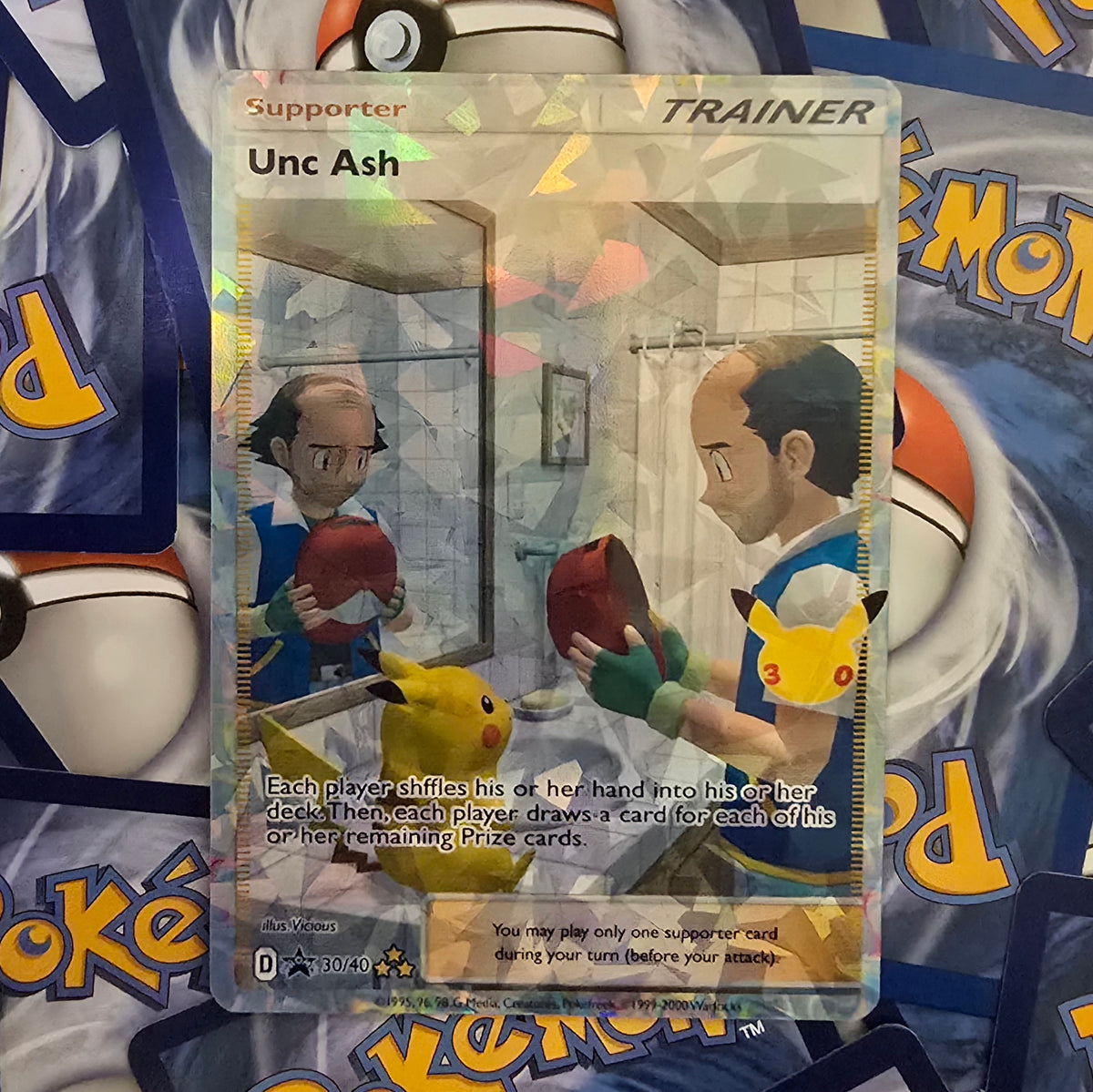 Unc Ash Pokemon Trainer Card - Holo
